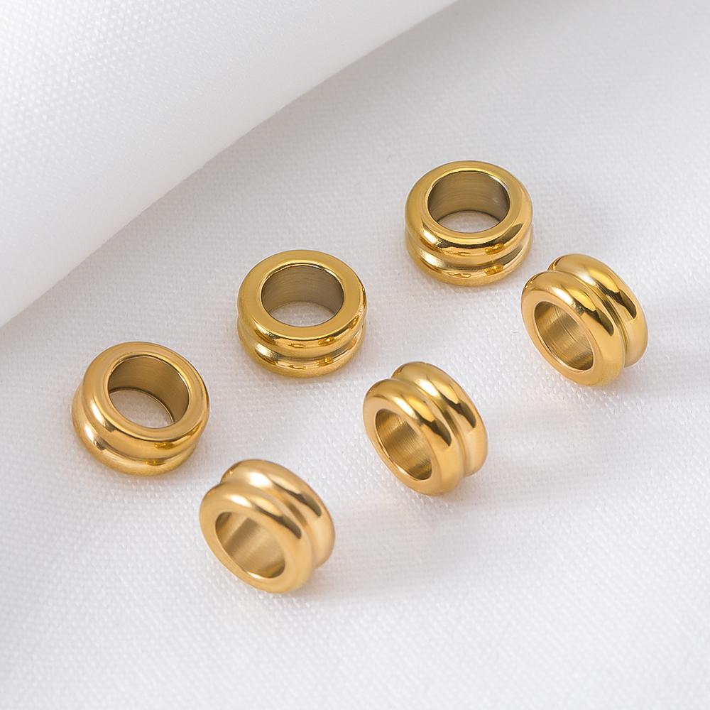 10pcs Stainless Steel Spacer Loose Bead Big Hole Beads Bamboo Drum Columnar Charm Pendant Bracelet Necklace DIY Jewelry Making