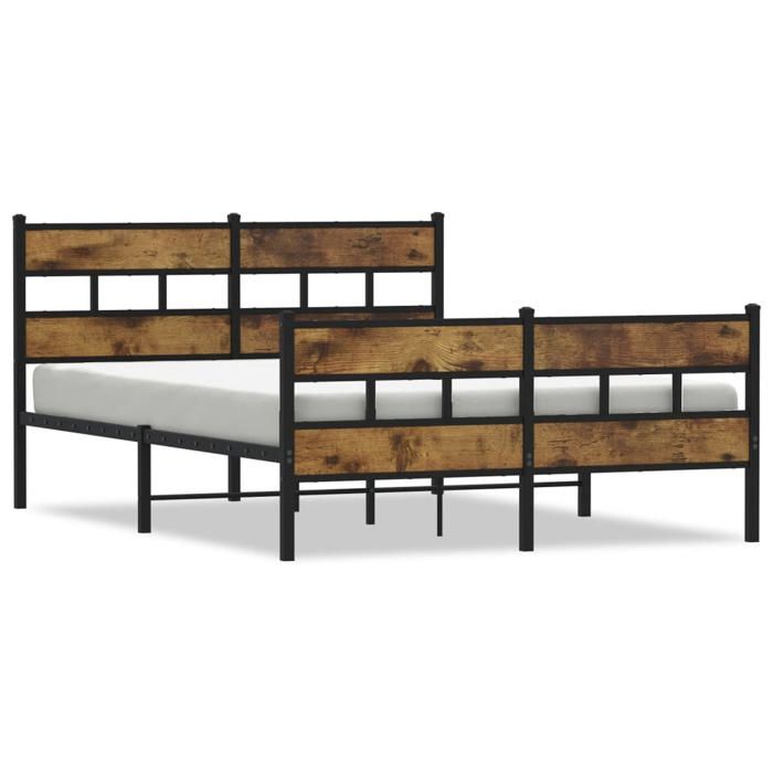VidaXL Metal Bed Frames Without Mattress Smoked Oak 160x200 Cm 3308465