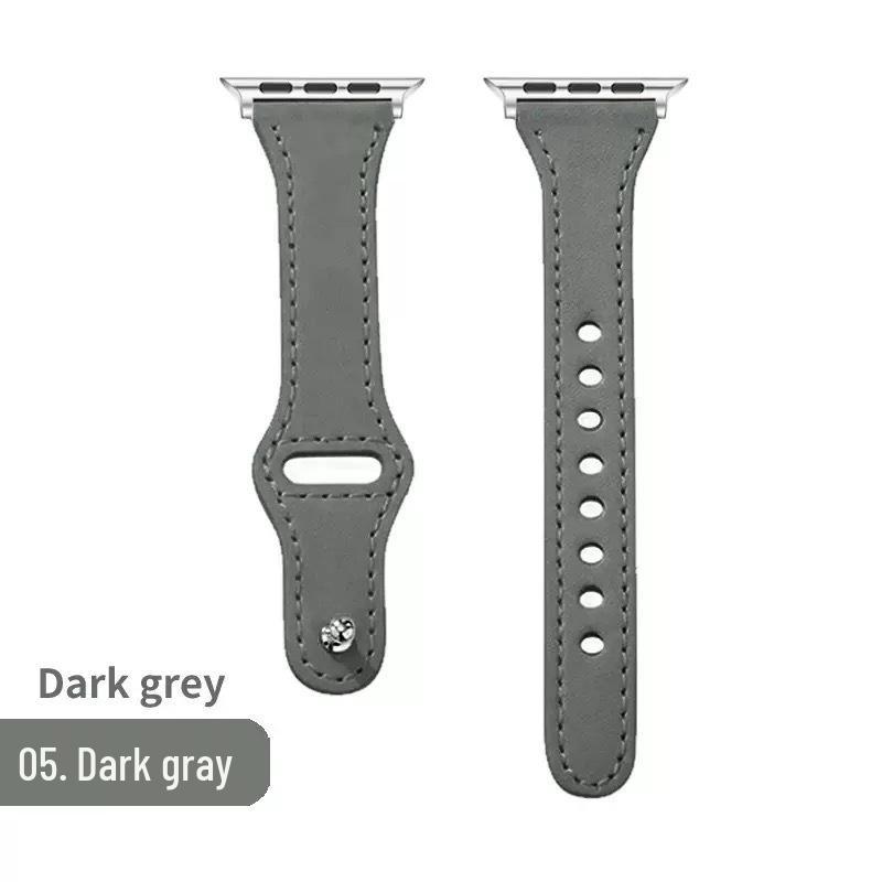 Compatible with Apple & Huawei: Retro Genuine Leather Snap-On Watch Band