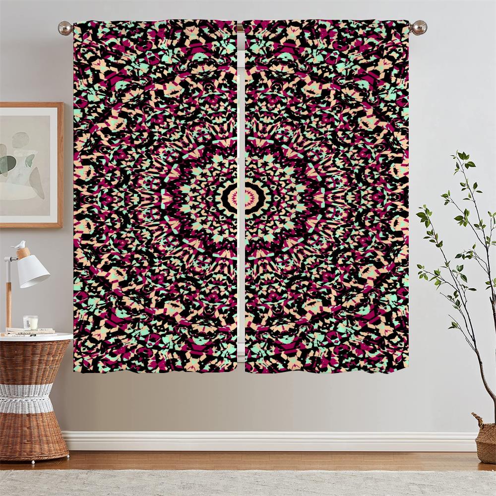 Trippy Vibrant Mandalas Kitchen Curtains for Bedroom Decoration Curtains Living Room Window Curtain Tiebacks Tulle In Kitchen