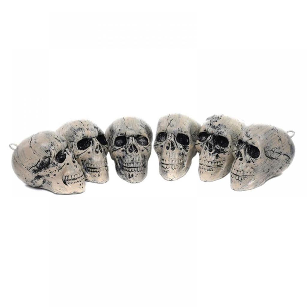 6Pcs Halloween Skeleton Heads Realistic Human Skeleton For Horror Haunted House Party Halloween Decoration Prop