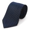 [Michiko London] Brand Necktie, Made In Japan, 100% Silk, Jacquard Weave, Pin Dot Pattern (Pattern A: Navy)