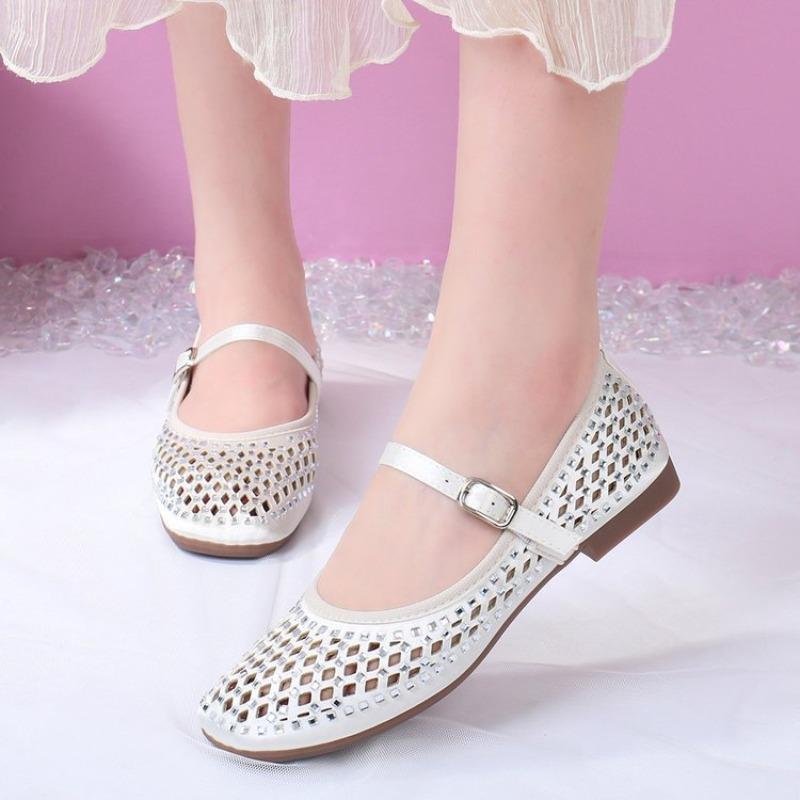 Women's Flats Summer Breathable Single Shoes Hollow Out Mesh Sandal Fashion Ballet Flats Mary Jane Shoes for Women Zapatos Mujer