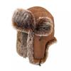 Mens Winter Trapper Hat Faux Fox Fur Lined Thick Earflap Warm Windproof Ski Cycling