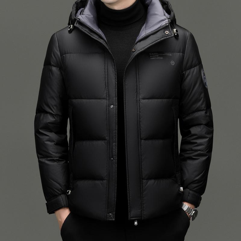 Winter Men'S High-End Down Jacket 90 Down Middle-Aged Men'S Hooded Collar Fashionable Warm And Cold-Proof White Duck Down