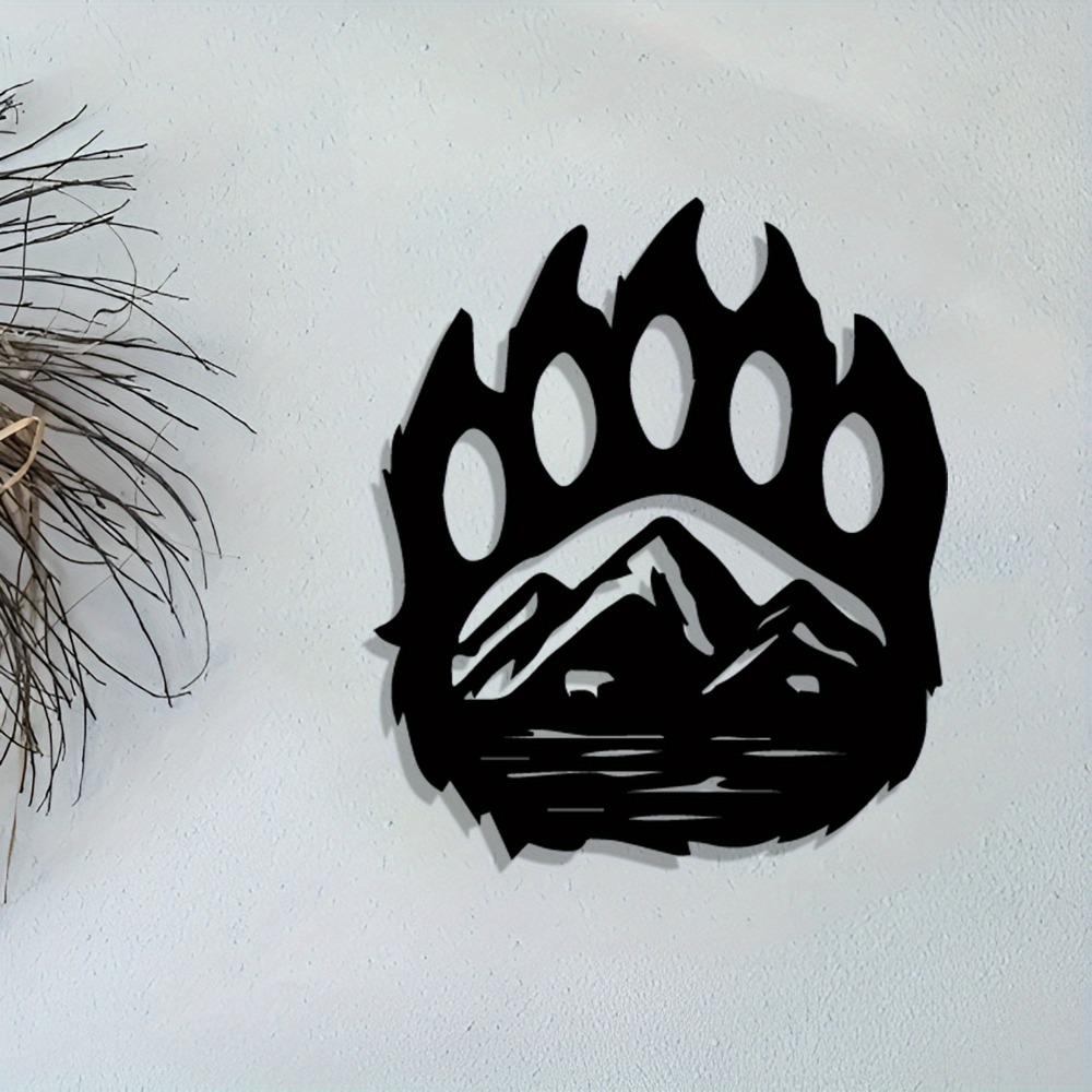 Vintage Metal Wall Art Bear Claw Mountain Landscape Iron Decor for Living Room Bedroom Indoor Outdoor Home Farmhouse Hanging Ornament Christmas Gift