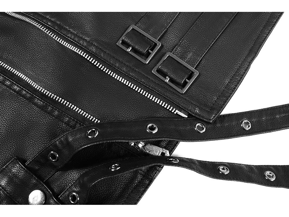 Men's Cross-Border PU Leather Motorcycle Jacket with Multi-Zippers and Belt - European Hip Hop Style for Autumn/Winter