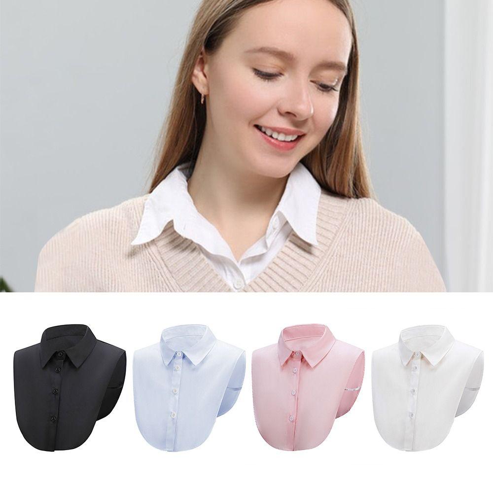 Cotton Fake Collar Solid Shirt Lapel Blouse Top Exquisite Neckline Decorative for Men Women
