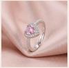 Heart Ring Adjustable for Women Zircon Love Shaped Open Ring Silver Color Romantic Promise Jewelry Gift