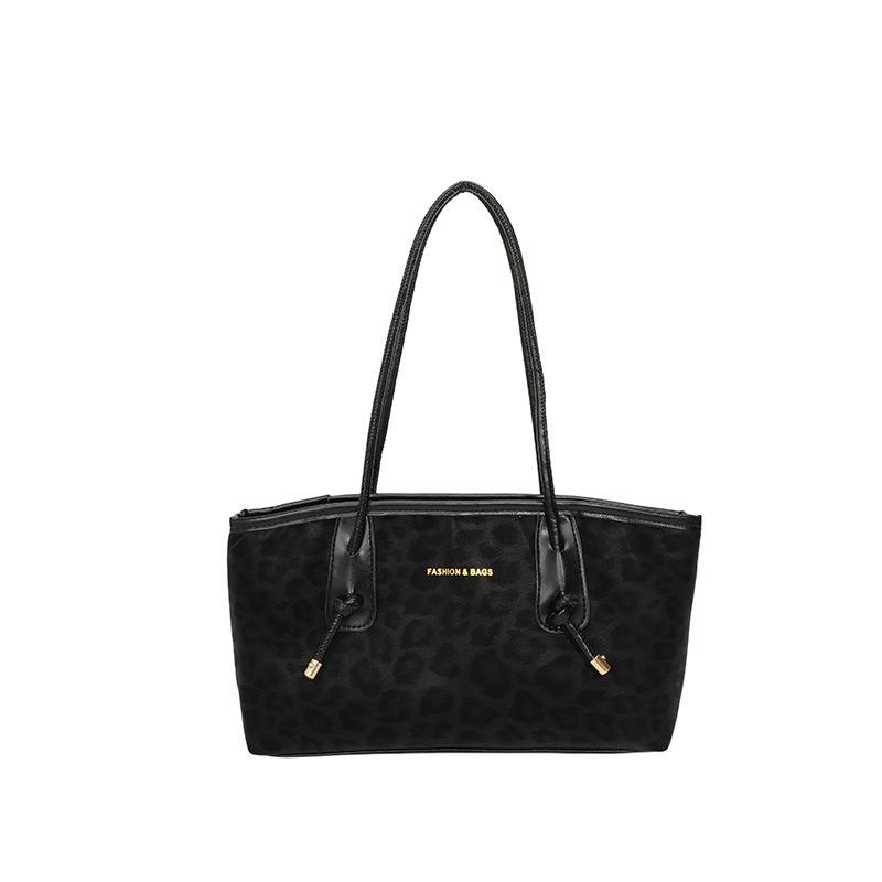 

Commuter retro largecapacity bag, new fashion leopard print women s shoulder bag, highend portable чёрный