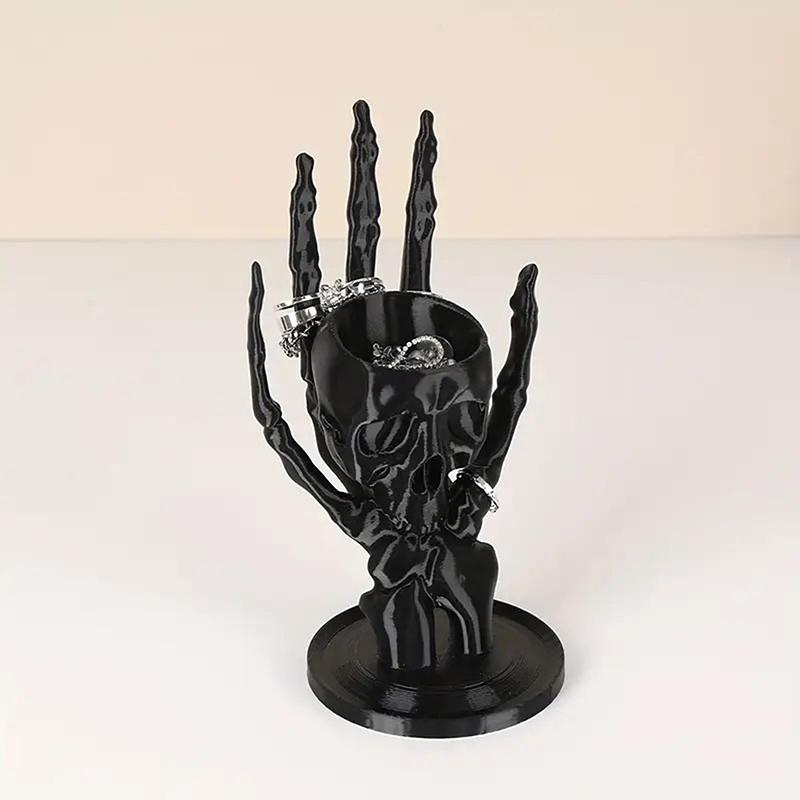 Gothic Skeleton Hand Jewelry Stand Black Plastic Necklace Earring Organizer Monster Hand Jewelry Display Tray Retro Home Decor