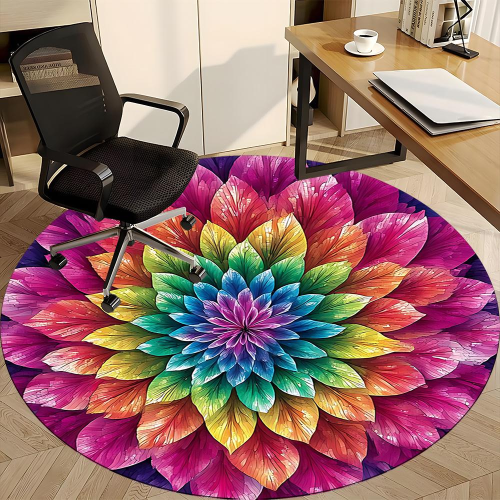 1pc Floral Mandala Office Round Area Rug, Indoor Mat Suitable ForOffice, Under Office Chairs Bedroom Living Room Home Decor, Room Decot087