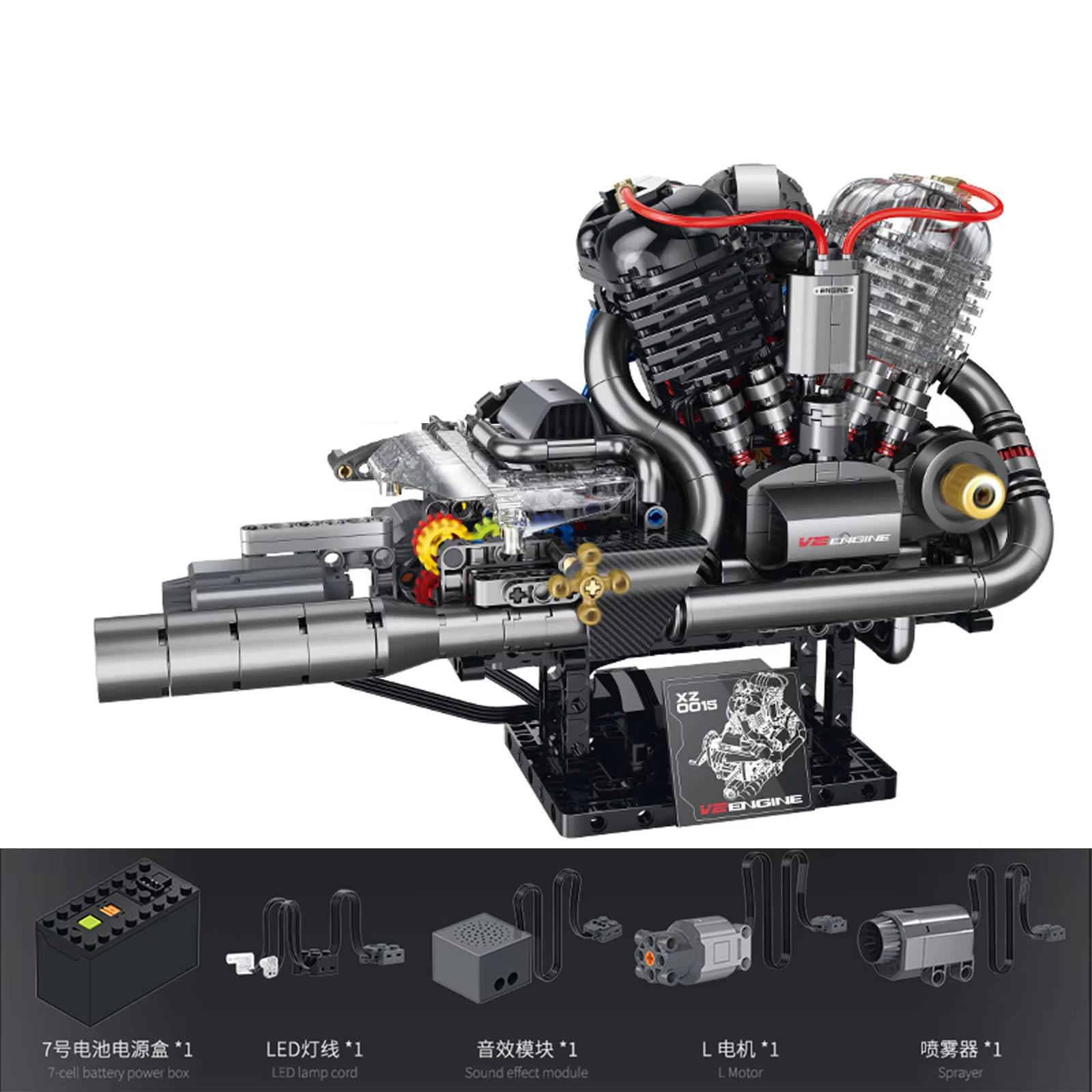 

MOC Mechanical V2 Engine Model Building Blocks Creative Electric Motorcycle Mechanical Motor Assembly BricksToys for Boys Gift