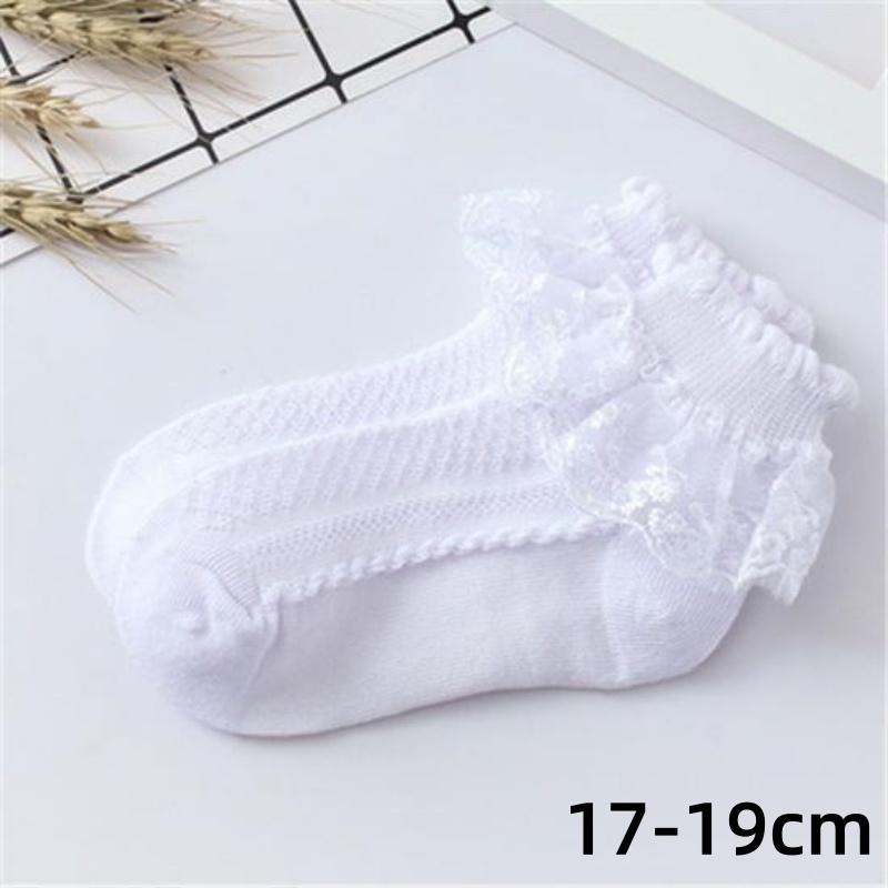 

Летние носки для малышей, детские носки из дышащего хлопка с кружевом и оборками, принцессные сетчатые носки 17-19cm белый