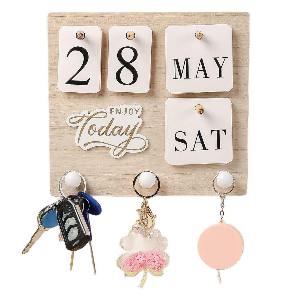 Wall-mounted Perpetual Calendar Ornaments Adjustable DIY Calendar with Hooks Bedroom
