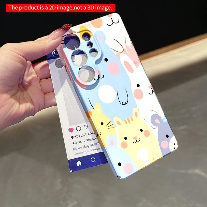 2DFlat Samsung Phone Case Cute Animal Friends Pattern Phone Case Applicable To Galaxy S22 S23 S24 S25ULTRA S26 A12 A13 A14 A15 A16