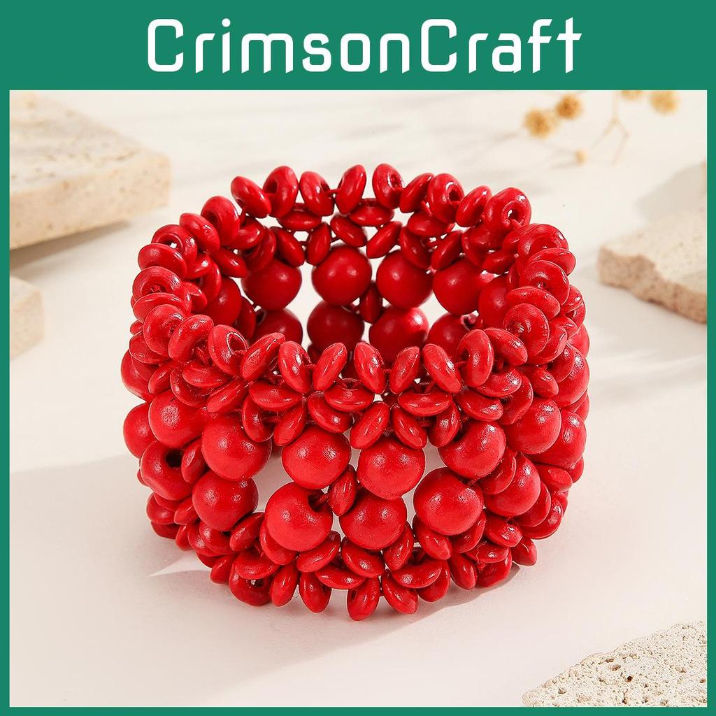 Bead Wooden Bohemian Elastic Bracelet With Round Design Accessories Travel