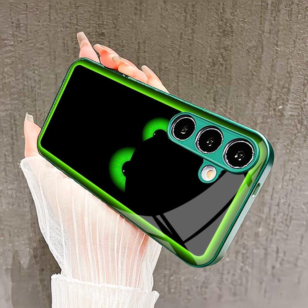Die Grüne Kleine Teufel Glas Handyhülle für Samsung Galaxy S26 S25 S24 S23 S22 S21 FE Ultra Plus Eingebautes Glas Grün Exquisit