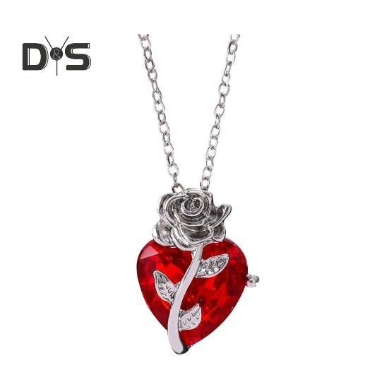 

Женское ожерелье с подвеской в виде сердца в виде розы, ретро, регулируемая длина, полированное ожерелье со стразами, на ключицу, повседневная одежда, свадьбы, вечеринки, украшения для шеи серебро белый