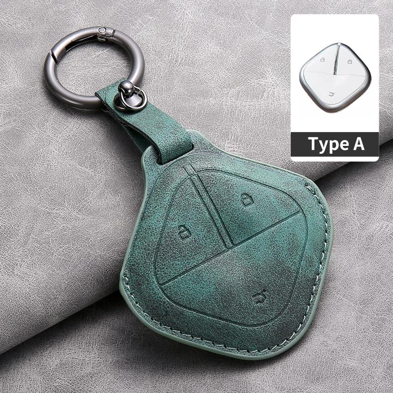 Leather Car Key Case Cover Shell for SGMW Wuling BINGO Airev 2025 for Baojun Kiwi EV Remote Car Key Keychian Accessories