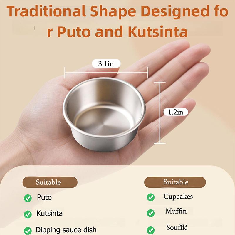 10Pcs Puto Cake Mold Aluminum Alloy Egg Tart Cup Cupcake Kitchen Baking Mold Mini Round Baking Oven Pan Pastry Dessert Mould