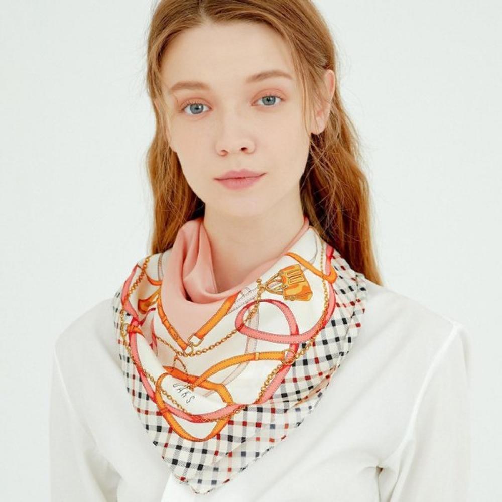 Daks Pink Chain Pattern Square Silk Scarf Dcsc4e142p2 Single option