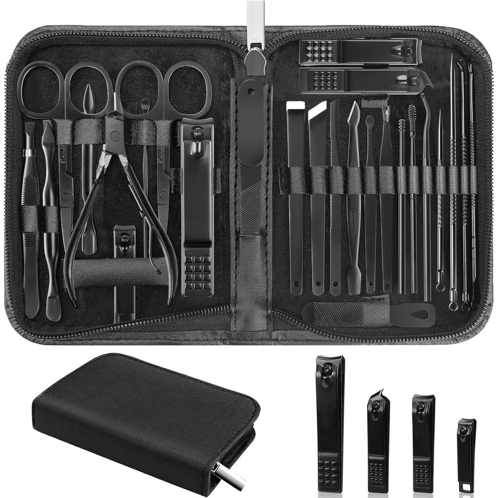 Nail Clippers Set, 26 Piece Manicure Set & Pedicure Kit, Stainless Steel Fingernail & Toenail Clipper Cutters, Professional Nail Care Tools