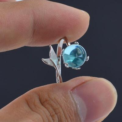 Elegant All-Match Unique Fishtail Ring Mermaid Ring Women's Adjustable Opening Ring Jewelry YSX