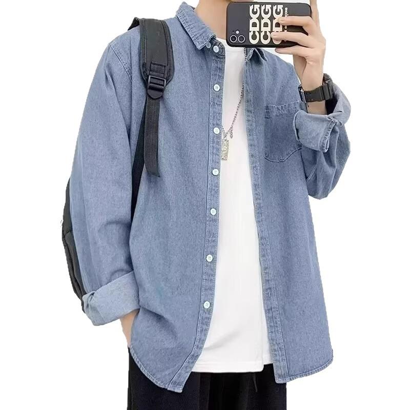 Spring and Autumn New Denim Jacket Original Trend Teen Men's Tooling Shirt Loose Hong Kong Style Casual Jacket
