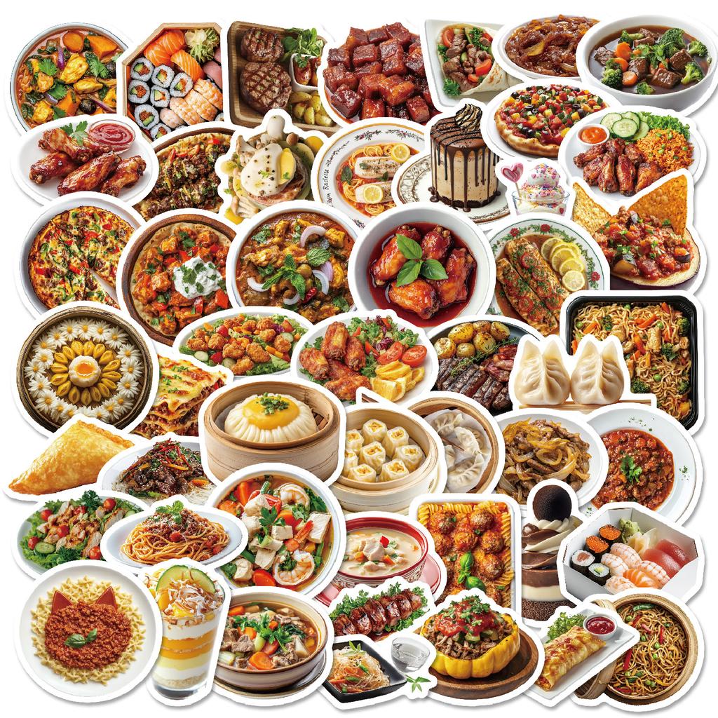50 Manchu And Han All-Table Food Set Personalized Waterproof Car Trolley Case Cartoon Cute Graffiti Sticker