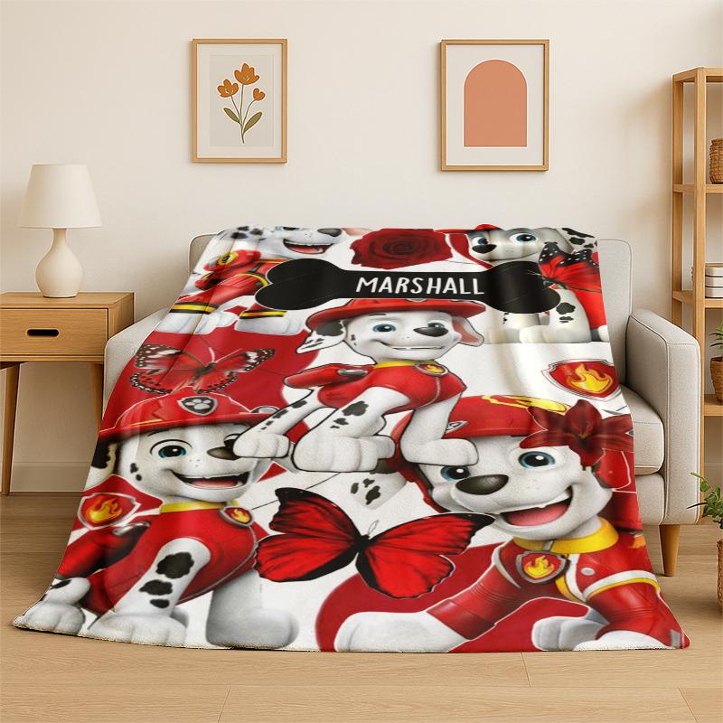 Cartoon P-Patrol Cute Dog Flannel Blanket Soft Warm Throw Blanket for Bedroom Living Room Bed Travel Camping Picnic Gift kids
