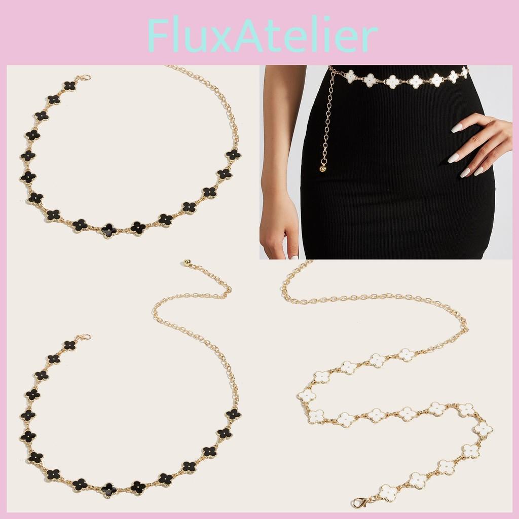 Metal Waist Fashion Chain With Four Leaf Clover Shape And Detailing For Daily