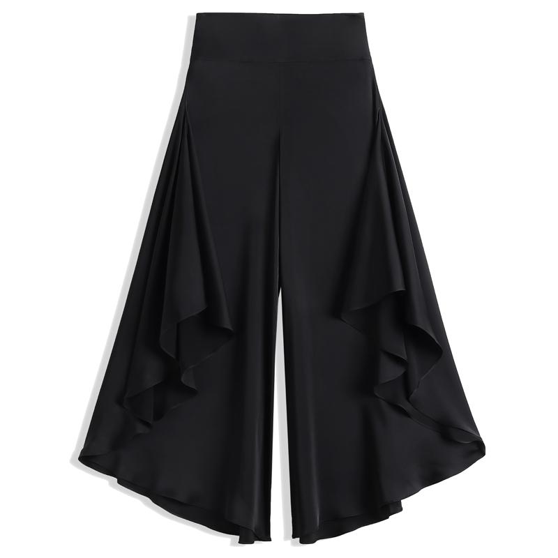 Women's High Waist Ruffle Wide Leg Pants – Flowy Maxi Palazzo Trousers (Size 27-33)