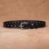 Womens Genuine Leather Belt With Hollow Design Pin Buckle Slim Width Jeans Dress Pants Black Coffee White
