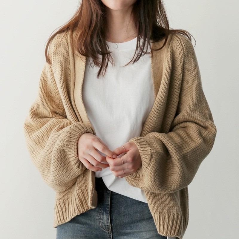 Autumn Winter Korean Loose Long Sleeve Knit Top Women Lazy Style Sweater Retro Cardigan