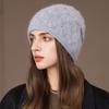 Winter Rabbit Fur Knitted Hat Women's Pullover Hat