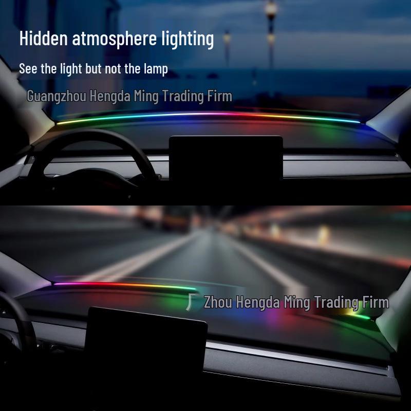 USB-Powered LED Ambient Light for Car Dashboard & Windshield - Color Flow Feature