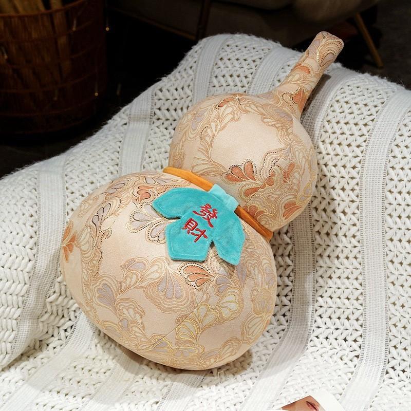 

Plush Traditional Gourd Toy Cushion Gold Foil Feng Shui Decor Doll Children Prosperity Gourd,25cm