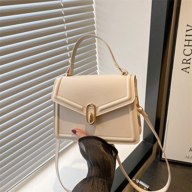 Korean Version of Handbag Women's 2025 New Solid Color Texture Handbag, Foreign Style Commuting Simple Messenger Small Square Bag