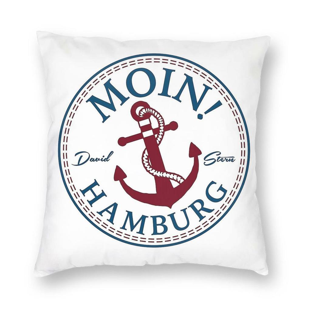 Moin Hamburg Ankerplatz Kissenbezug Polyester Leinen Samt Bedruckt Reißverschluss Dekorative Wurfkissenhülle Heimkissenbezug