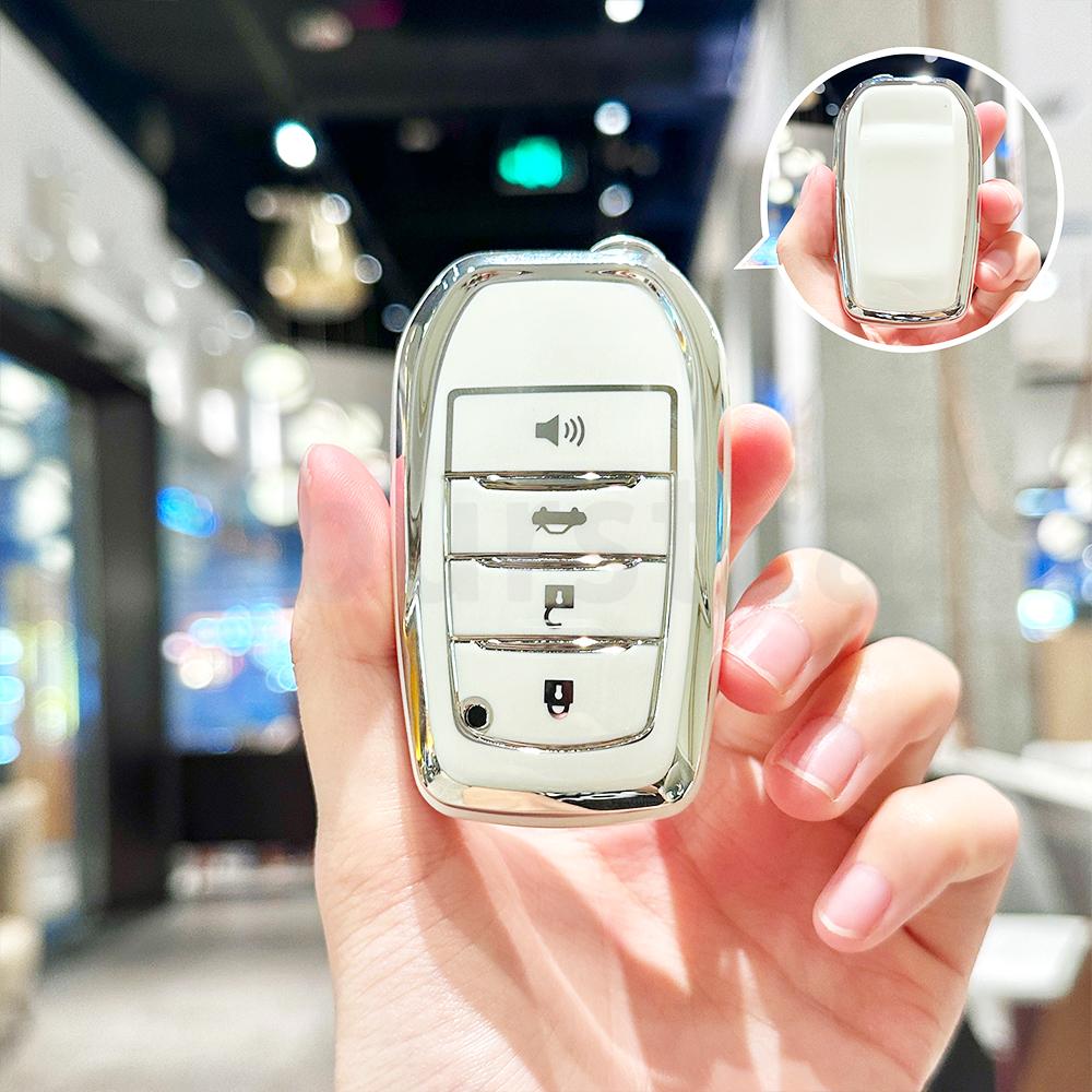 Silver Edge Tpu For Toyota Hilux Innova Camry Prado Crown Tlk 200 Yaris Land Cruiser 200 300 Fortuner Cross Car Key Case Cover