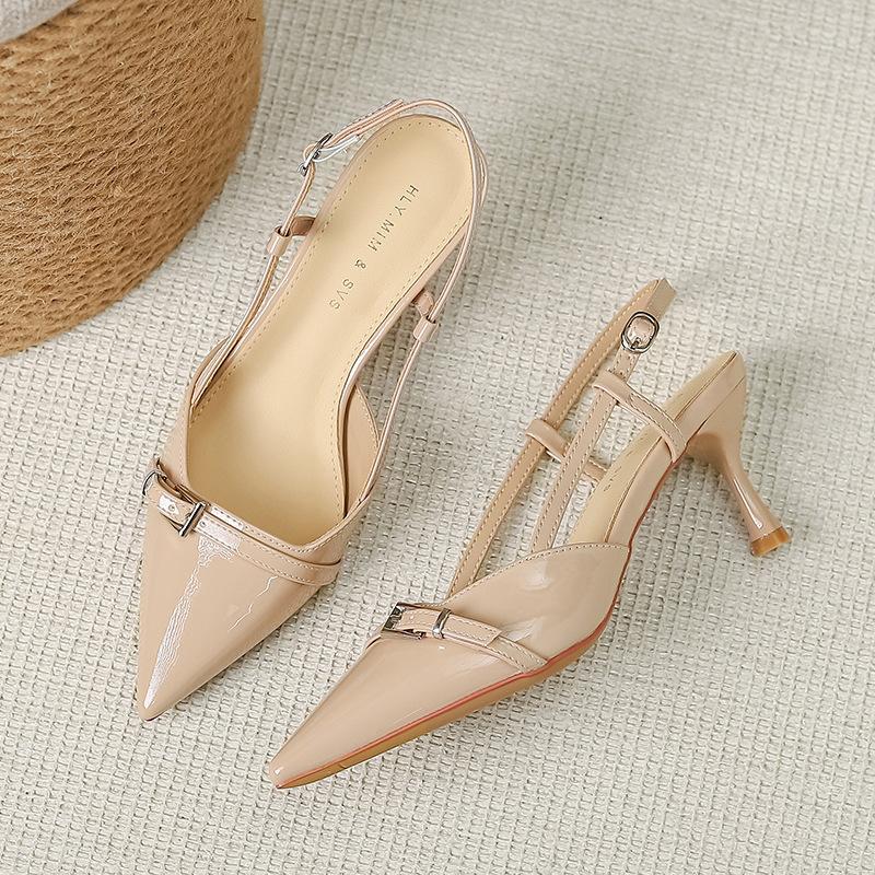 Spring and Summer Pointed Toe Thick Heels Fashionable Women's Shoes French Fairy Style Workplace Versatile High Heels