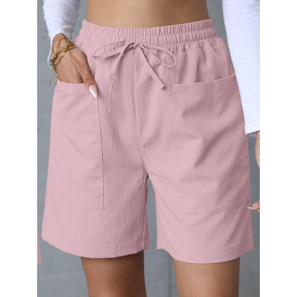 Summer New Style, Loose Fit, Linen, Casual Shorts, Solid Color, Plus Size, High Waist, Wide Leg Pants for Women