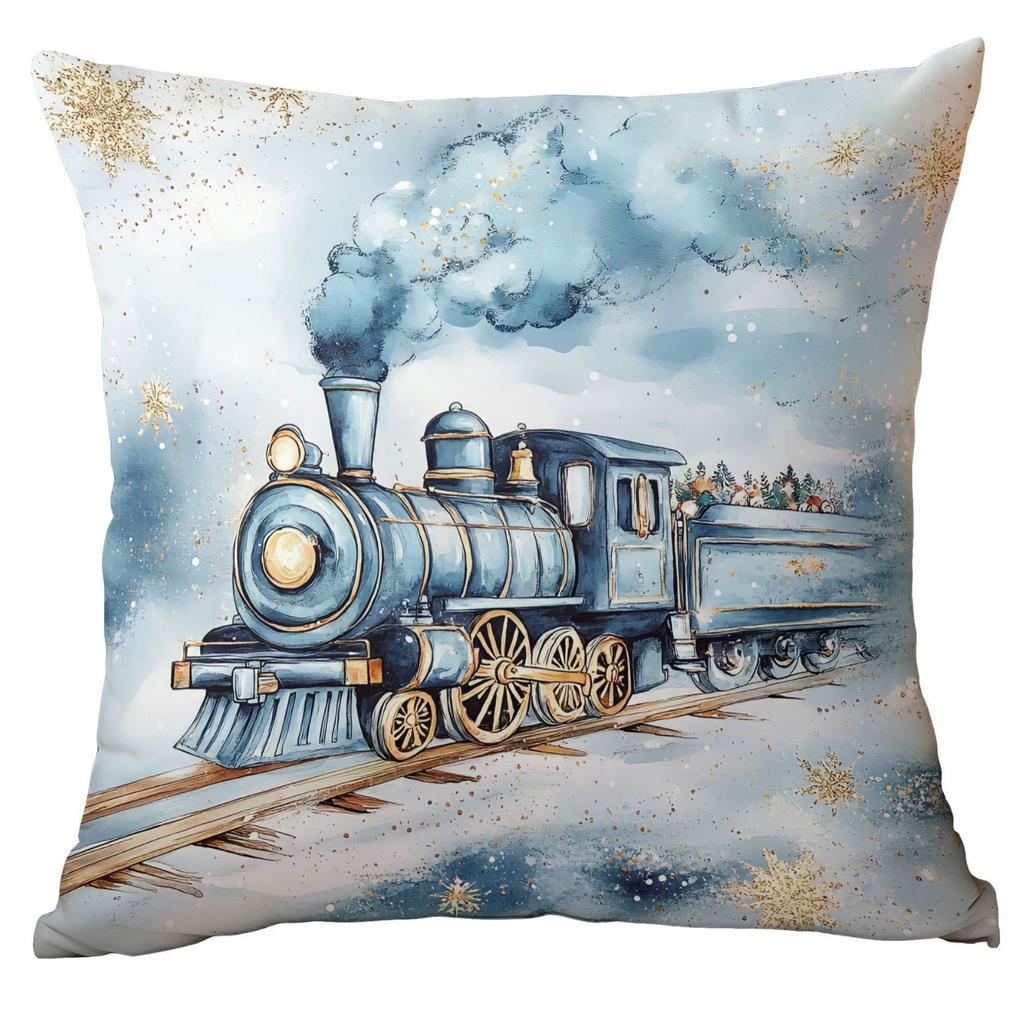 Neuer Weihnachts-Kissenbezug Zuhause Weihnachtsdekoration Kissen Blau Weihnachtskugeln Kiefer Schnee Szene