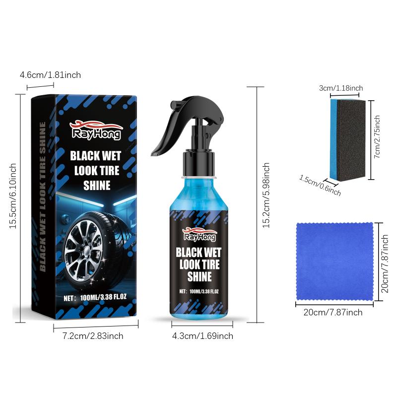 Tire Shine Spray Long Lasting Protective Dressing High Gloss Finish for Car Wheels Auto Detailing Cleaner Kit