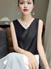 Reversible Satin Camisole for Women - V-Neck Front, Round Neck Back, Solid Color, Perfect Silk Vest to Pair with Suits