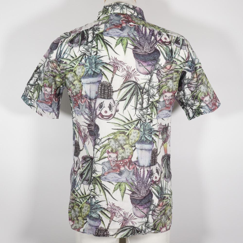 Paul Smith Botanical Short Sleeve Shirt Clown White Cotton Mens Used
