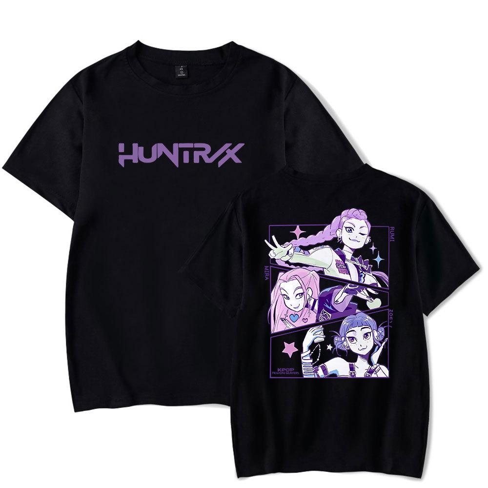 Anime KPop Demon Hunters Huntrix Tshirt Men Women Fashion Cotton T Shirt Summer Unisex Crewneck Short Sleeve  Streetwear Tees