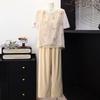 Middle-Aged Women's Embroidered Summer Suit