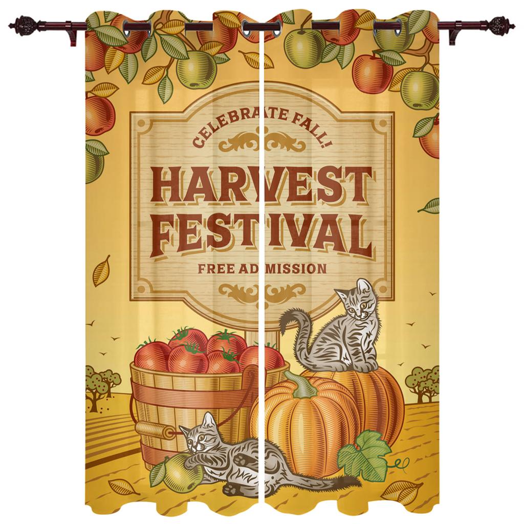 Retro Country Style Fruit Food Curtains For Bedroom Kids Room Living Room Window Curtain Luxury Curtains For Kitchen